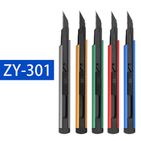 Couteau à double usage en acier inoxydable pour l'art et le vinyle-Couteau utilitaire de bricolage robuste avec lame à changement rapide et manche en alliage d'aluminium