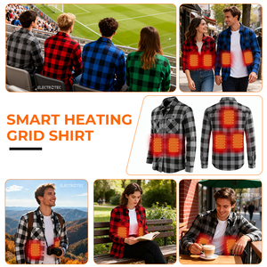 Chemise-veste à carreaux chauffante unisexe pour hommes et femmes, veste en flanelle chauffante USB pour le camping, la randonnée, la pêche, les activités de plein air en hiver - Product Image 3