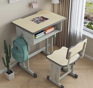 Ensemble <span class=keywords><strong>Bureau</strong></span> et Chaise d'Étude pour Écoliers du <span class=keywords><strong>Primaire</strong></span> Cadre Métallique Ajustable Meuble Scolaire - Product Image 6