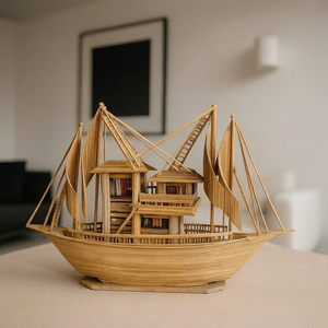 Handcrafted Bamboo <b>Boat</b> Decorative Nautical Showpiece Tabletop Home Decor for Living Room Office Shelf Modern Design Handmade - Product Image 1