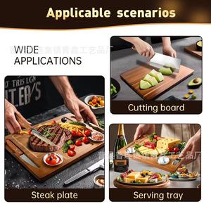 Planche à steak en bois Qingxin de 15,74 pouces avec rainures pour couverts et bols en acier inoxydable pour les fêtes - Product Image 5