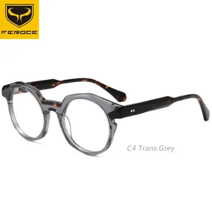 FEROCE asetat optik gözlük çerçeve yuvarlak laminasyon köprü tasarımcı gözlük çerçeveleri gözlük