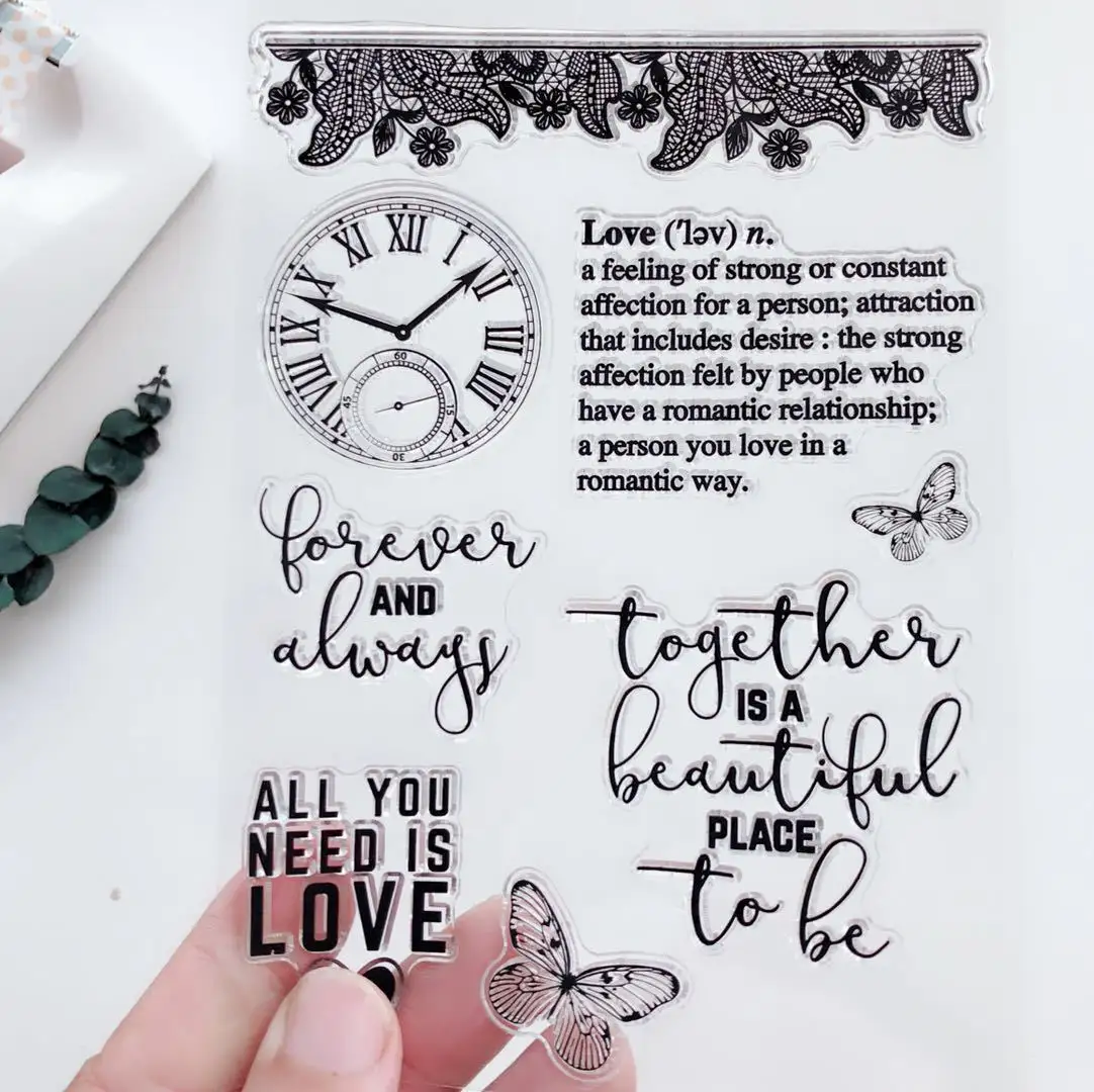 Акриловые силиконовые прозрачные штампы с цифрами и английскими словами