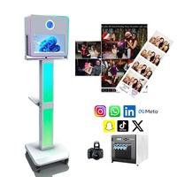 Cabina de Fotos DSLR con Pantalla Táctil LCD de 15.6 Pulgadas, Software Gratuito Instalado, Soporte con Luz LED, para Bodas y Selfies, de Fácil Montaje
