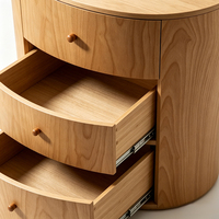 Table de chevet incurvée en bois de noyer à 3 tiroirs, mobilier de chambre moderne, fournisseur OEM