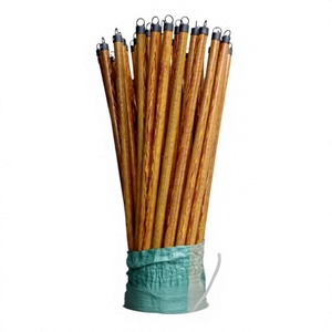 Factory Direct Garden Use Broom and <b>Mop</b> Set with Wooden Grain PVC Coated Handle and Eucalyptus <b>Mop</b> Brush - Product Image 1