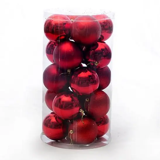 Nouveau design de fournitures de fête de noël en plastique transparent 6cm boules de noël ornement