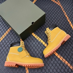 Botas de senderismo de lujo para hombre, diseño original, de cuero genuino, impermeables, amarillas, botas de trabajo para hombre y mujer, zapatos de seguridad cálidos. - Product Image 4