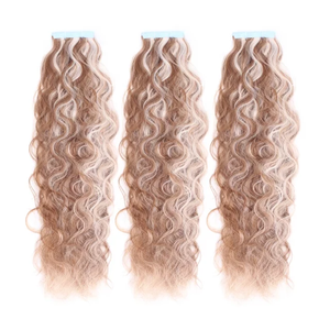Invisible <b>Long</b> Tape Hair Extensions Remy Human Hair curly piano color Double Drawn Seamless Skin Tape In Easy Install For Women - Product Image 1