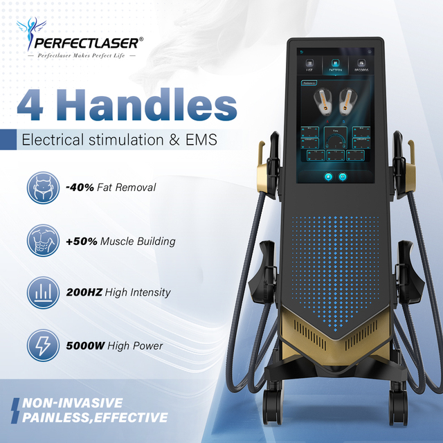 14 Tesla Electromagnetic Muscle Stimulation EMS Machine 4 Handle RF Electrical Stimulation EMS Device