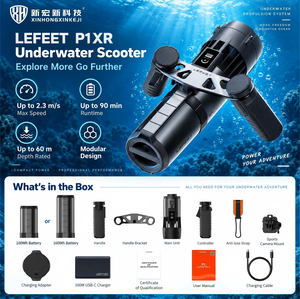 P1 XR Propulseur à eau à double moteur en aluminium anodisé dur, deux moteurs de 1000W, 26kgf, profondeur 60m, autonomie 90min, deux scooters interchangeables - Product Image 5