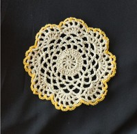 Nouveauté : Sous-verres et sets de table ronds en dentelle de coton au crochet, faits main, style campagnard, écologiques et lavables EG07075