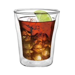 Hotselling heat-resistant glass essential for office and home glass clear layer espresso coffee double layer glass cup