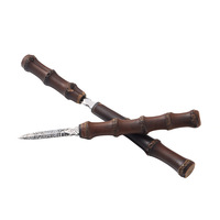 Nouveau Couteau à Thé Artisanal en Acier Inoxydable à Motif Damas avec Manche en Bambou Style Zen Chinois, Aiguille à Thé Puer, Piqueur de Thé