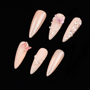 Longs Stilettos Rectangulaires Entièrement Polis Semi-Mat Couverture Complète, Faux Ongles Peints à la Main pour Manucure de Salon, Extensions à Presser, Kit d'Outils DIY - Product Image 5