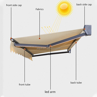 Couverture de patio de toit rétractable coupe-vent cadre en aluminium auvent pliant extérieur pare-soleil mural motorisé avec Led