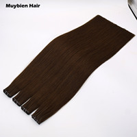 Extensions de cheveux humains à trame plate, double épaisseur, 100% cheveux vierges Remy, couleur naturelle, vente en gros