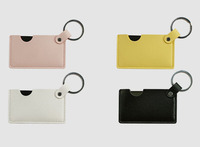 Zonyin petit blanc Rectangle en cuir Pu porte-clés miroir personnalisé Logo privé Portable voyage maquillage main poche miroir pour sac