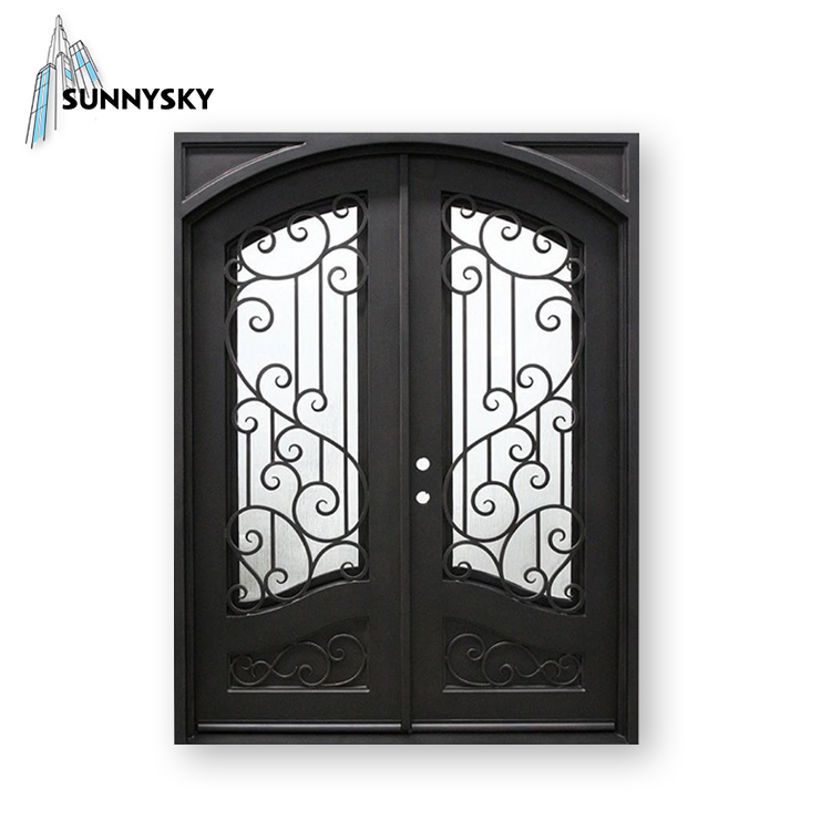 Royal design exterior double doors with cast iron for mexican