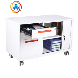 Archivador Metálico Ignífugo con Puerta Corredera, 4 Cajones con Cerradura, Mueble de Almacenamiento con Ruedas para Oficina, Escuela o Apartamento - Product Image 3