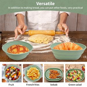 2Pcs Silicone Bread Proofing <b>Baskets</b> 10" Round & 9" Oval <b>Foldable</b> Dough Proofing Bowl Containers Sourdough Bread Baking Supplies - Product Image 6
