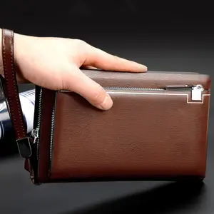 热卖时尚设计手袋多功能卡座钱包个性化复古棕色手拿包带手机口袋