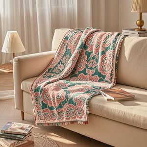 Hot Sale Retro Style <strong>Knitted</strong> Sofa <strong>Blanket</strong> <strong>Multi</strong>-Color <strong>Pattern</strong> Pop Elements Soft Wearable Throw for Home Use
