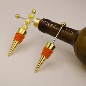 Manufacturing Wholesale Drink Stopper Orange Long Rod No Beads Can Diyred Wine Cork Bottle Wine Stopper