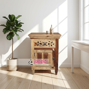 Modern Solid Wooden Bedside Nightstand Bedside <b>Table</b> Bedroom Living Room Furniture For Home Hotels Handmade <b>with</b> 1 <b>Drawer</b> - Product Image 2