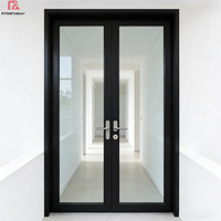 Puerta Batiente de Aluminio de Estilo Francés Moderno, Resistente a Huracanes, con Vidrio Laminado de Seguridad, Impermeable y Resistente a Impactos