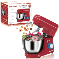 Batidora de Pedestal AKANE, Máquina de Cocina de 1400W, Tazón de Acero Inoxidable de 5.5L, Control de 6 Velocidades, Juego de Ganchos para Amasar y Batidores