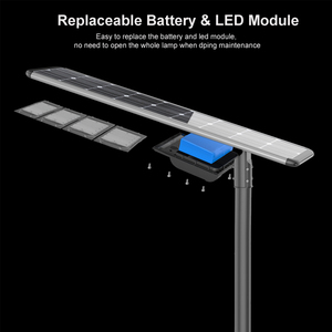 Outdoor IP66 Solar <b>LED</b> Street <b>Light</b> All-in-One 40W 50W 100W <b>Motion</b> <b>Sensor</b> & Timing Control - Product Image 5