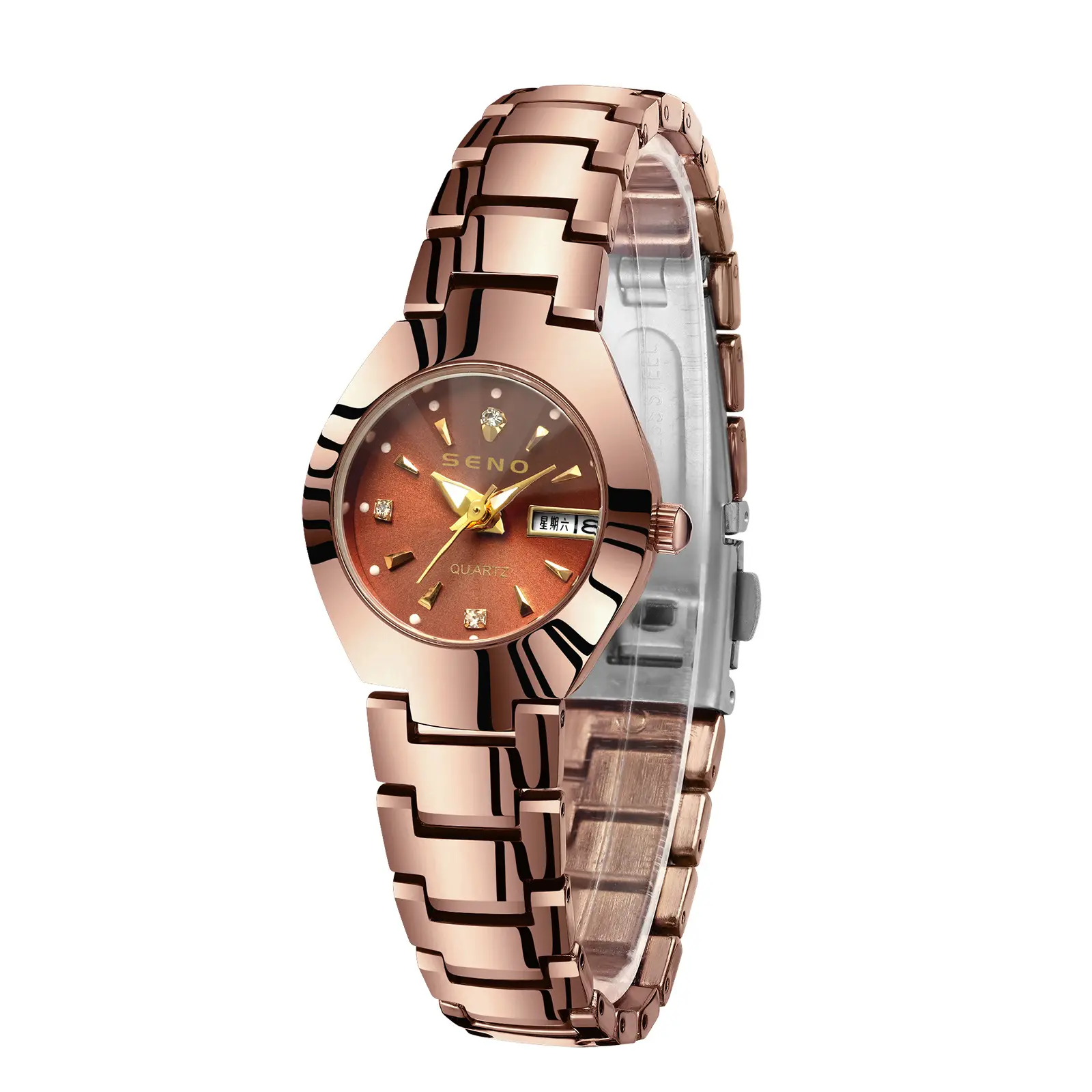 Special Stylish Style HANNAH MARTIN Women Quartz Watches Diamond Square Stainless Steel Case womens diamond watch