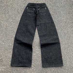 EDGE DENIM <span class=keywords><strong>Jeans</strong></span> <span class=keywords><strong>Baggy</strong></span> Personalizzati a Vita Bassa in Denim Giapponese Grezzo Nero per Uomo - Product Image 5