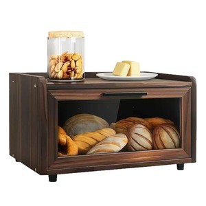 Caja de pan de madera rectangular, estuche de almacenamiento para mantener frescos los productos de panadería, pan tostado, frutas y verduras - Product Image 2