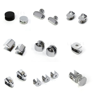 Supporti per Mensole in Vetro Regolabili a Parete, Robusti, in Lega di Zinco, Morsetti per Specchi e Vetri Sospesi, Finitura Cromata Lucida - Product Image 1