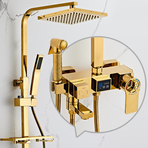 Digital Display Thermostatic Shower Set Brass Valve Core Rain Shower Head With Handheld For Bathroom - Product Image 1