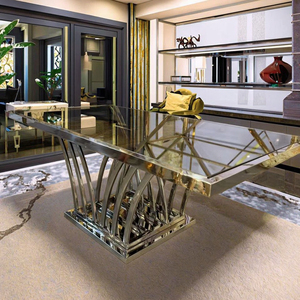 <span class=keywords><strong>Table</strong></span> <span class=keywords><strong>basse</strong></span> rectangulaire moderne en acier inoxydable chromé argenté avec miroir en <span class=keywords><strong>verre</strong></span> Mobilier de maison pour mariage - Product Image 4
