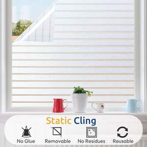Film de fenêtre rectangulaire en vinyle rayé givré Rabbitgoo avec adhésif statique, protection UV et confidentialité pour la maison/le bureau 45x200CM - Product Image 5