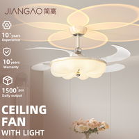 Ventilateur de plafond intelligent multifonction avec télécommande, éclairage, réglage de la vitesse du vent, projection de pétales, lampe rétractable pour bureau, salle de thé, espace de loisirs