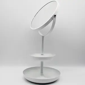 호텔 가정용 개인 LED 서클 지능형 메이크업 거울 조명이있는 메이크업을위한 거울 화장대 책상