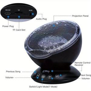 Projecteur de lumière de nuit en forme de vague d'océan, lampe de chevet avec télécommande, câble USB, lecteur de musique, cadeaux pour enfants, décoration de chambre - Product Image 2