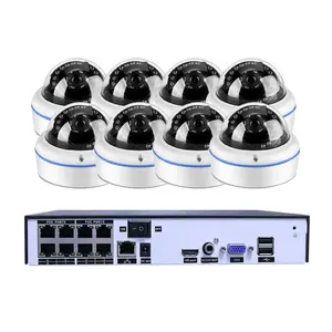 IP66 Waterdichte Vandaalbestendige Dome Ir Cctv Poe Ip Camera Systeem 2MP 4MP 5MP Volledige Set 8ch Poe Nvr 48V remote View Door Mobiele Telefoon