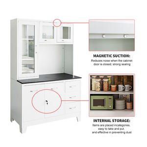 Современные многофункциональные прочные и прочные стальные кухонные шкафы с большой емкостью, дешевый металлический кухонный шкаф на заказ - Product Image 2