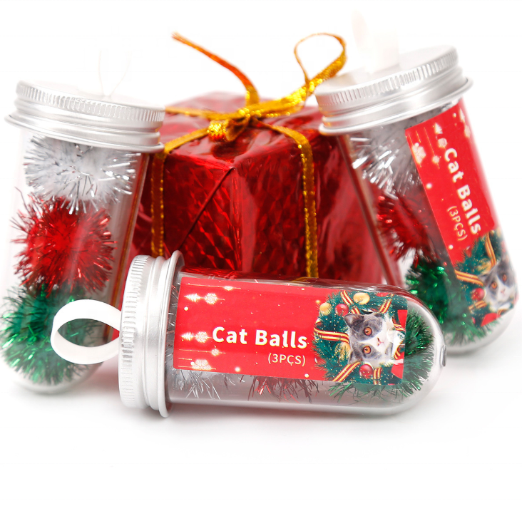 Новый дизайн оптовая продажа красочная рождественская мелких животных подарок 3 упак Mix игрушка для кошки
