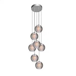 Atacado lustres escadaria-Lustre de cristal Moderno Pingente de Luz CONDUZIU a Lâmpada Do Teto Bola de Cristal Pendurado Luminária Raindrop G4 7-Luz Escada