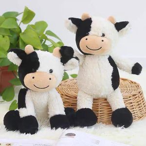 Peluche Mucca Morbida e Carina, Giocattolo di Peluche a Forma di Animale da Fattoria <span class=keywords><strong>per</strong></span> <span class=keywords><strong>Bambini</strong></span>, <span class=keywords><strong>con</strong></span> Fodera in Rete e Imbottitura in Cotone PP, Confezione in Sacchetto OPP - Product Image 1