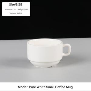 Tasses à café en céramique en vrac, blanches, empilables, pour café, bureau, restaurant - Product Image 1