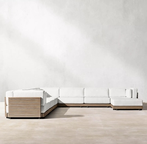 Conjunto de Sofás Modernos para Exteriores, Muebles de Jardín de Madera de Teca para Patio, Villa o Apartamento - Product Image 5