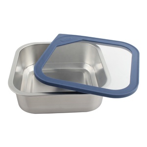 Boîte de conservation alimentaire en acier inoxydable, rectangulaire, taille M, couvercle hermétique en plastique, à un seul niveau, 1 compartiment, empilable, boîte à lunch - Product Image 5